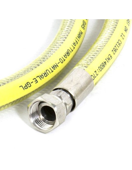 WK144 Tubo gas per cucine e piani cottura, norma europea EN 14800 lunghezza 1500mm attacchi femmina/femmina