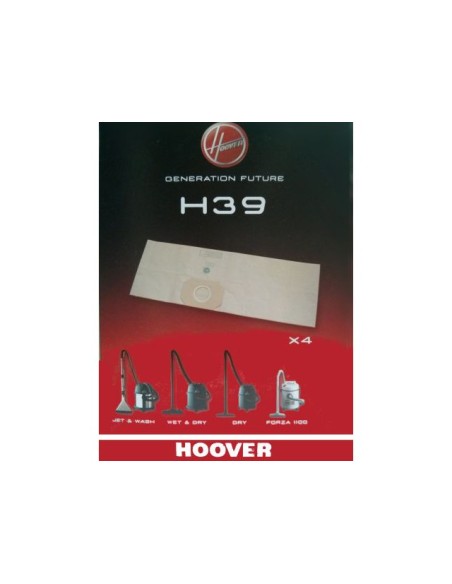 09189051 Sacchetti H39 confezione da 4pz Jet &amp; Wash Wet &amp; Dry Dry Forza 1100 Hoover
