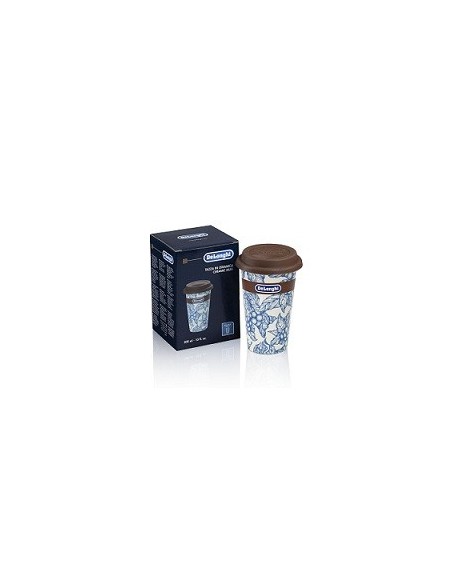 5513284481 Tazza Mug Termica Blu Flower in ceramica con coperchio in silicone 300ml DLSC064 De Longhi