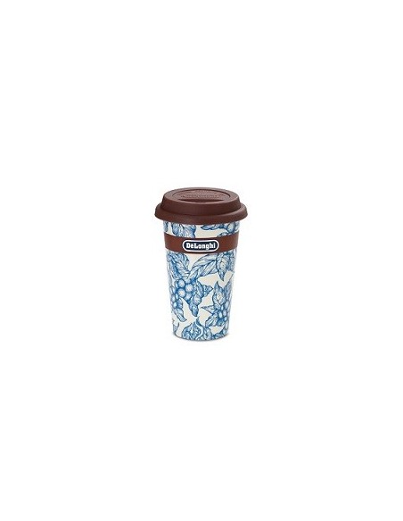 5513284481 Tazza Mug Termica Blu Flower in ceramica con coperchio in silicone 300ml DLSC064 De Longhi