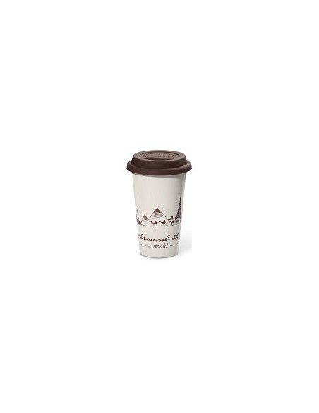 5513281041 Tazza Mug Termica Globtrotter in ceramica con coperchio in silicone 300ml DLSC057 De Longhi