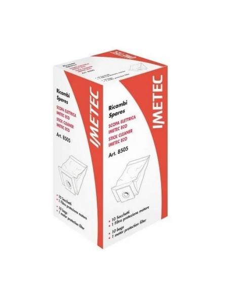 8505 Kit ricambio 10 Sacchetti + 1 Filtro protezione motore per scopa elettrica ECO E6 Imetec