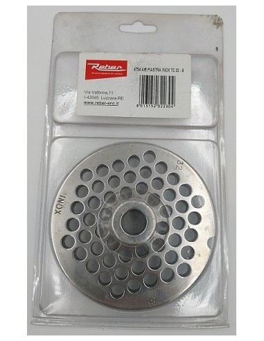 4754 A 8MM PIASTRA TC 32 INOX FORI 8mm Tritacarne Reber
