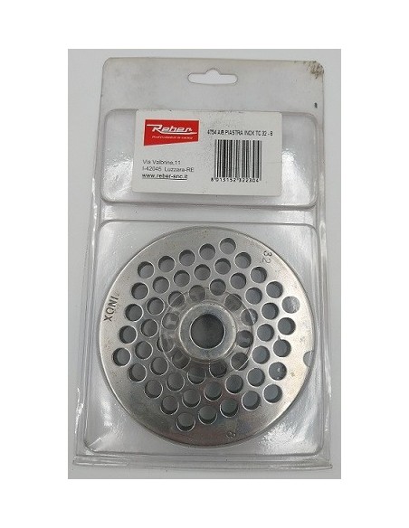 4754 A 8MM PIASTRA TC 32 INOX FORI 8mm Tritacarne Reber