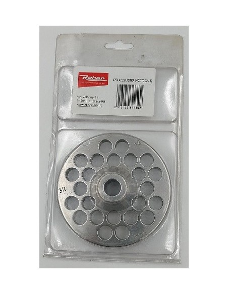 4754 A 12 MM PIASTRA TC 32 INOX FORI 32mm Tritacarne Reber