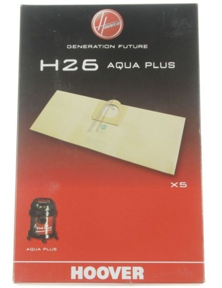 09177445 Sacchetto in carta H26 conf. da 5pz per bidone aspirapolvere AQUA Plus Hoover